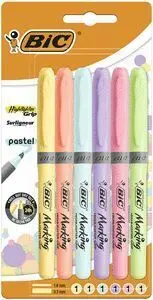 Bic Marcadores Highlighter Grip Pastel Blister 6 Colores