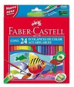 Faber Castell Caja 24 Lapices Acuarelables , Caja Roja