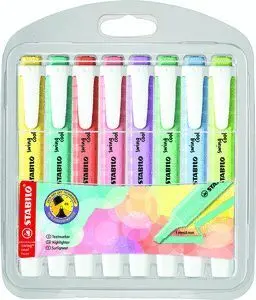 Stabilo Estuche 8 Marcadores Fluorescentes Tonos Pastel