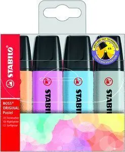 Stabilo Boss Pastel 4 Rotuladores (Nuevos Colores 2021)