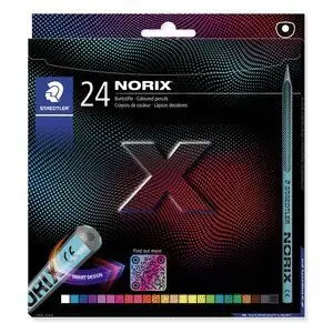 Staedtler 24 Lapices Colores Norix. Diseño Moderno e Innovador de Color Negro, Madera Obtenida de Bosques Sostenibles