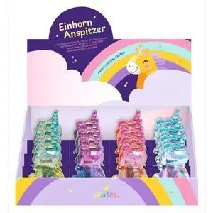 Expositor 16 Sacapuntas de Unicornio Surtidos