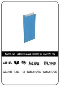 Sobre Celulosa Xs 12+3X25 Celeste Paquete 432U