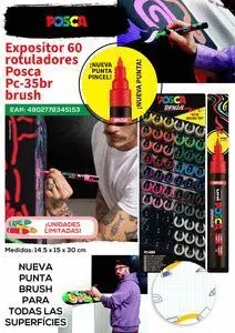 Expositor 60 Rotulador Posca Pc-5Br Brush 16 Color