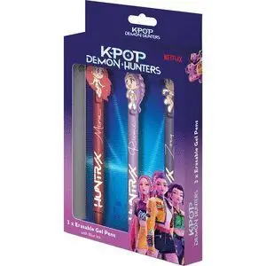 Kids Pack 3 Boligrafos con Tinta Borrable K-Pop Demon Hunters Tinta Azul