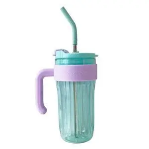 Taza con Pajita Clear Plastic Tumbler With Straw 9
