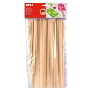Apli Palos Pinchos de Madera 200X3 Natural 50 Unidades