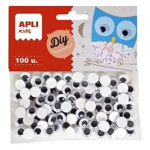 Ojos Moviles Negros Redondos Adhesivos Ø 10 mm 100