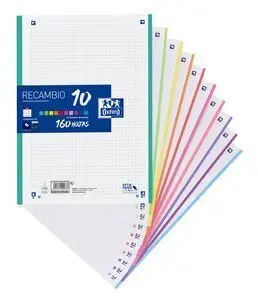 Oxford Recambio 5X5 10 Colores 160H 90 Grs A4