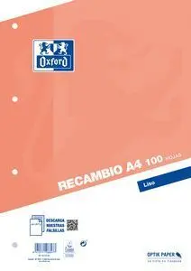 Oxford Recambio A4 Liso 100H 90Gr 4 Taladros