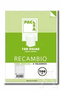 Pacsa Recambio 4X4 A4 100H 100Gr C/Margen 4 Taladros