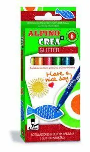 Alpino 6 Rotuladores Purpurina. Glitter Marker