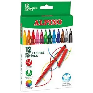 Alpino Rotuladores 12 Colores Punta 3Mm Larga Duracion Superlavable