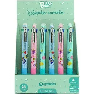 Expositor 24 Boligrafos 4 Colores Gel Borrable 0,7