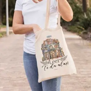 Bolsa de Tela Algodon Personalizada Leer te Da Ala