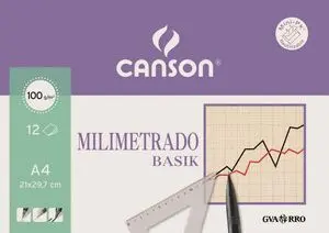 Canson 12 Laminas Papel Milimetrado A4 100Gr
