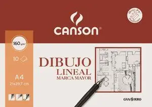 Canson 10 Laminas Dibujo Lineal A4 160Gr