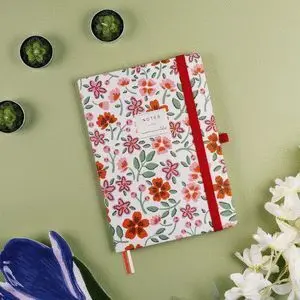 Finocam Cuaderno Moniquilla Tapa Dura A5 80Gr 144H Liso Rojo Flores