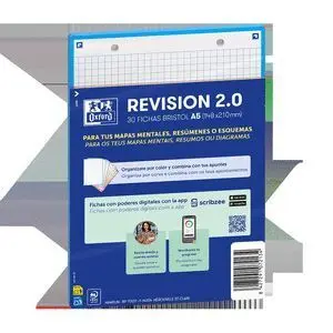 Oxford 30 Fichas Bristol A5 5X5 Turquesa (2 Taladros) Revision 2. 0
