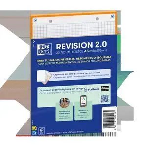 Oxford 30 Fichas Bristol A5 5X5 Naranja (2 Taladros) Revision 2. 0
