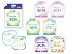 Mini Calendario 2026 Pastel con Espiral