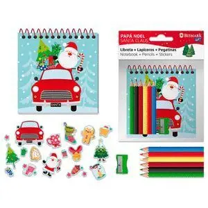 Bismark Libreta Papa Noel con Lapiceros Colores y Pegatina