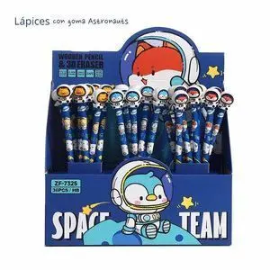 Exp. 36 Lapices con Goma 3D Space Animals