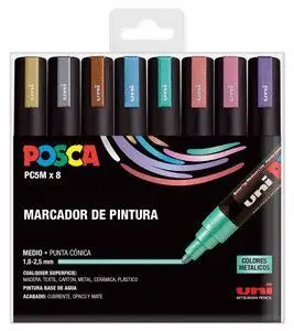 Posca Pc 5M Rotulador Estuche 8 Colores Metalizados