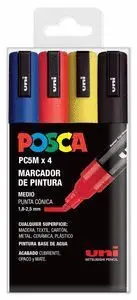 Posca Pc5M/4C Estuche Basico Marcador de Pintura Medio Punta Conica 1,8-2,5Mm