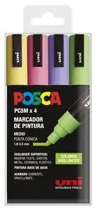 Posca Pc5M/4C Estuche Brillantes Marcador de Pintura Medio Punta Conica 1,8-2,5Mm