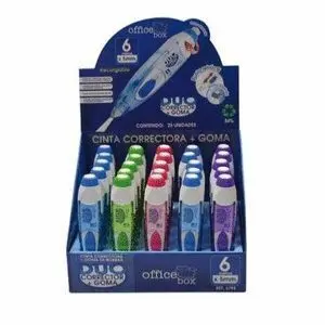 Corrector Duo con Goma Display con 25 Unidades