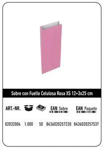 Sobre Celulosa Xs 12+3X25 Rosa Paquete 432U