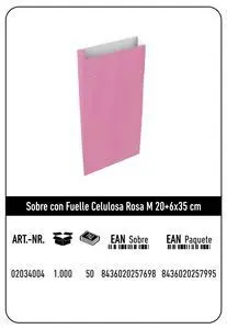 Sobre Celulosa M 20+6X35 Rosa Paquete 192U