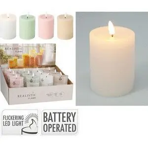Expositor 12 Velas Led 10Cm Colores Pastel Surtido