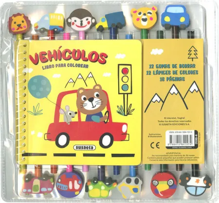 Vehiculos Libro para Colorear + Lapices Colores Ref 3596-4