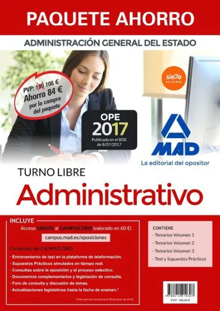 017 4Vols Paquete Ahorro (Libre) Administrativo Administracion del Estado