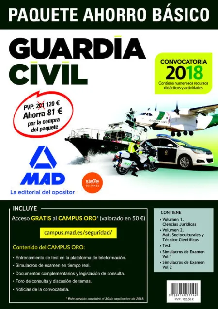 018 5Vols Paquete Ahorro Básico Guardia Civil