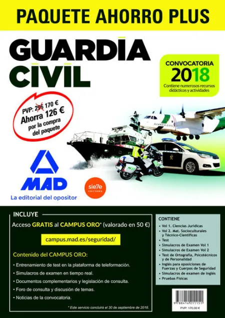 018 (10Vols) Paquete Ahorro Plus Guardia Civil