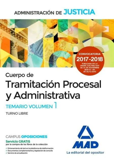 018 T1 (Libre) Tramitacion Procesal y Administrativa Administracion Justicia -Temario