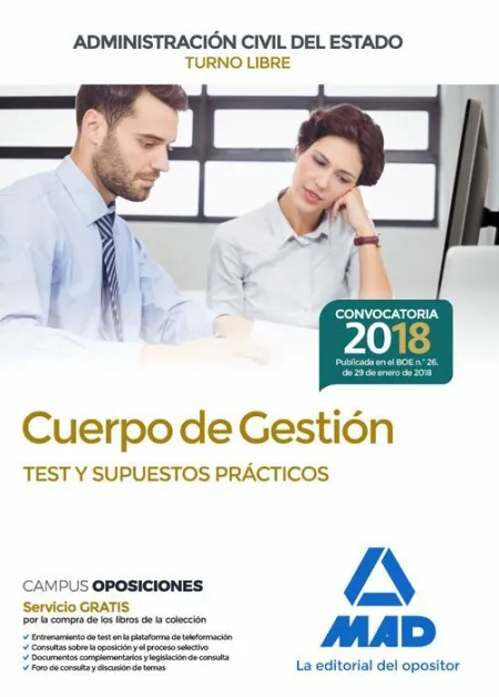 018 (Libre) Test/Sup Gestión Administración Civil del Estado -Test y Supuestos Practicos