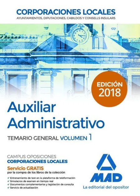 018 T1 General Auxiliar Administrativo Corporaciones Locales Temario