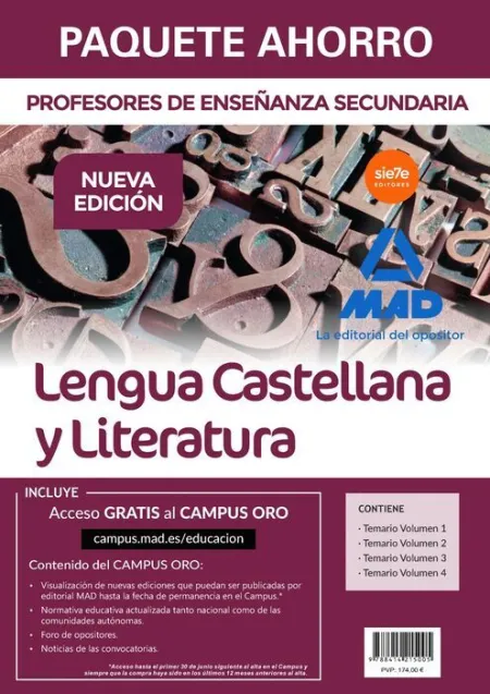 016 4Vols Paquete Ahorro Lengua Castellana Profesores Enseñanza Secundaria