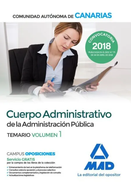 018 T1 Cuerpo Administrativo Comunidad Autónoma Canarias. Administración Pública