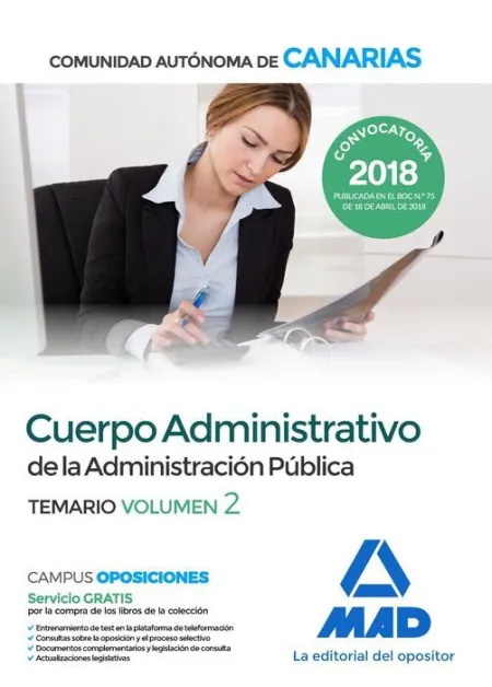 018 T2 Cuerpo Administrativo Comunidad Autónoma de Canarias. Administracion Publica