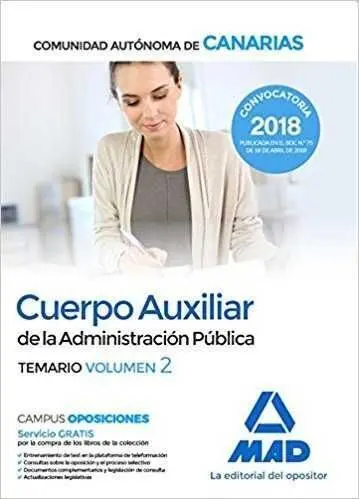 018 T2 Cuerpo Auxiliar Comunidad Autonoma Canarias. auxiliares Administrativos