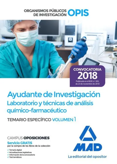 019 T1 Especifico Opis. Ayudante de Investigación. Laboratorio y Técnicas de Análisis Químico-Farmacéutico Temario Especifico