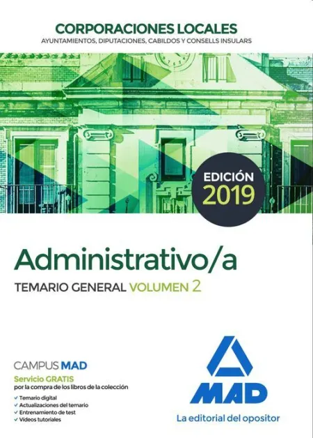 019 T2 Administrativo /A Corporaciones Locales. Temario General