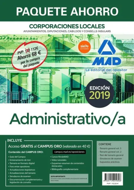 019 Paquete Ahorro Administrativo de Corporaciones Locales. Ahorro de 68 
