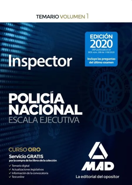 020 T1 Inspector de Policía Nacional. Temario Volumen 1