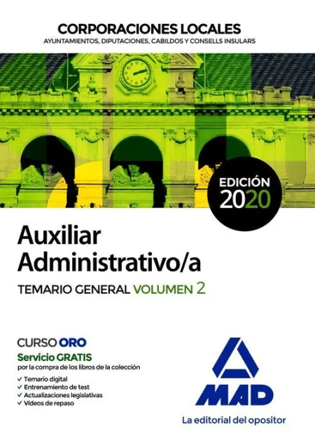 020 T2 Auxiliar Administrativo de Corporaciones Locales. Temario General